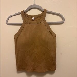 Uniqlo Brown Fitted Crop Tank Top